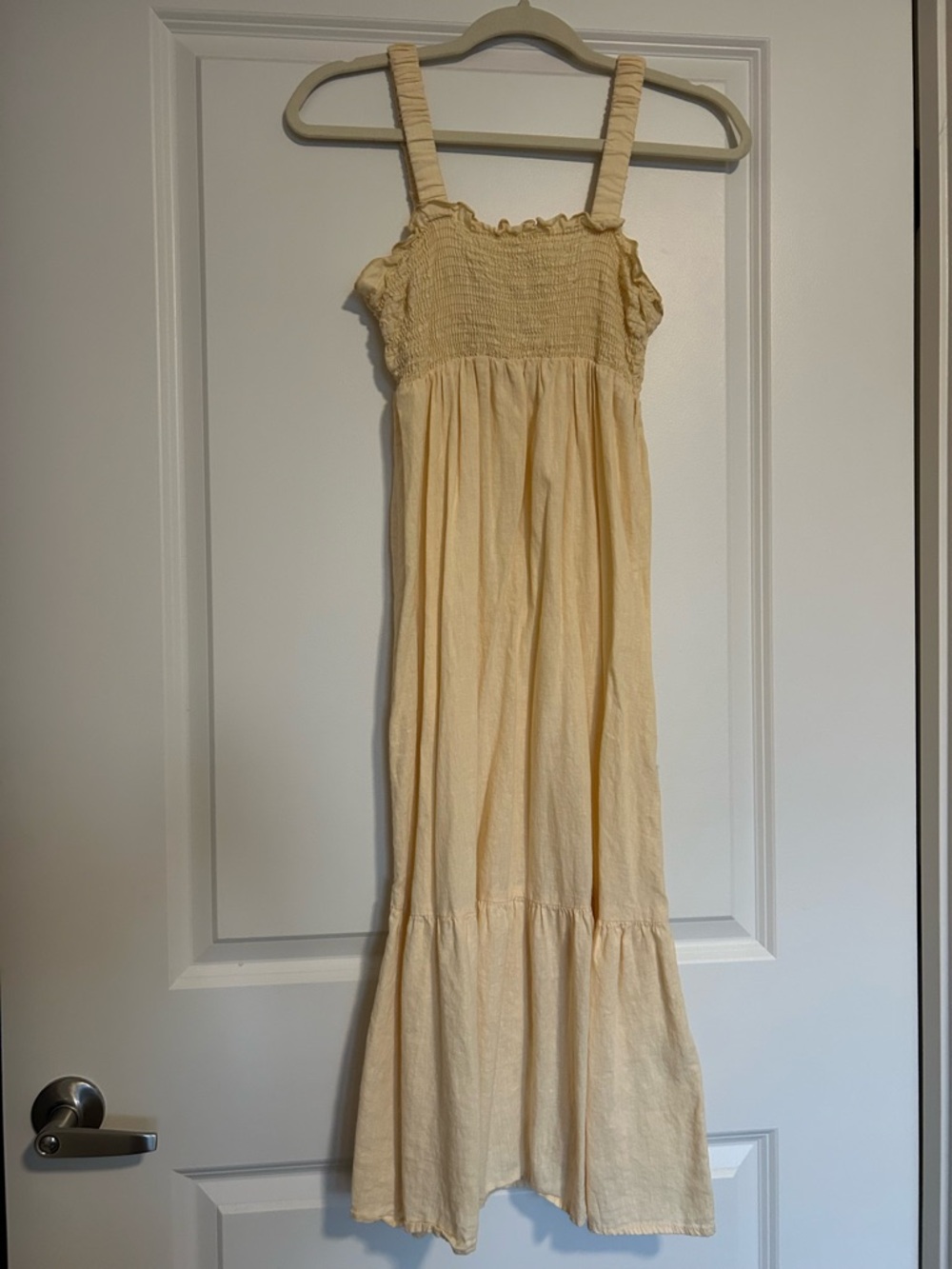 Urban Renewal Smocked Linen Butter Yellow Sun Dress
